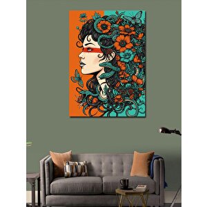 Kanvas Tablo Çiçeklerle Süslü Kadın 70x100 cm