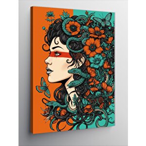 Kanvas Tablo Çiçeklerle Süslü Kadın 100x140 cm