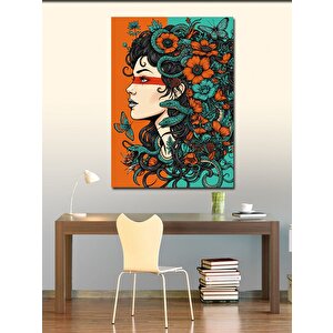 Kanvas Tablo Çiçeklerle Süslü Kadın 100x140 cm