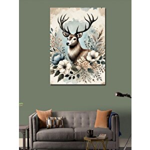 Kanvas Tablo Çiçekler Arasında Geyik 70x100 cm