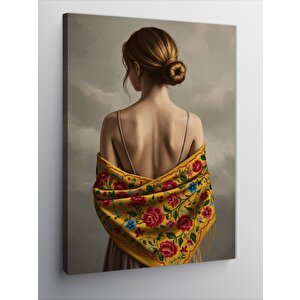 Kanvas Tablo Çiçekli Şal Ve Kadın 70x100 cm