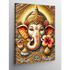 Kanvas Tablo Ganesh Ve Çiçek Deseni 70x100 cm