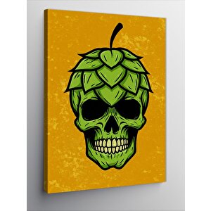 Kanvas Tablo Yeşil Kafatası Ve Yaprak 70x100 cm