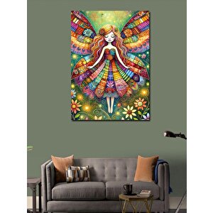 Kanvas Tablo Renkli Peri Ve Çiçekli Dünya 50x70 cm