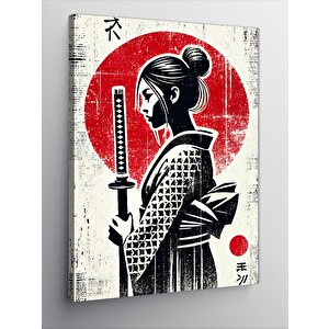 Kanvas Tablo Kırmızı Güneş Ve Japon Kadını 70x100 cm