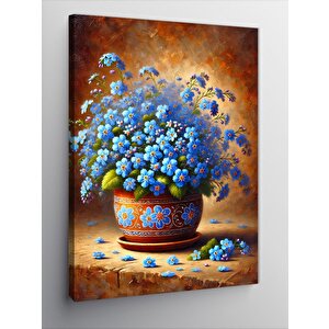 Kanvas Tablo Çini Vazoda Mavi Çiçekler 50x70 cm