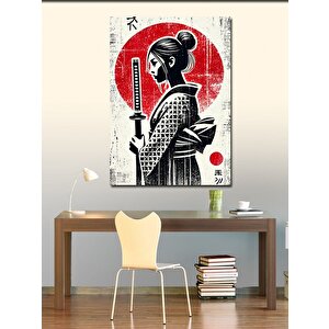 Kanvas Tablo Kırmızı Güneş Ve Japon Kadını 50x70 cm