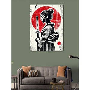 Kanvas Tablo Kırmızı Güneş Ve Japon Kadını 50x70 cm