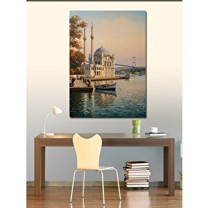 Kanvas Tablo İstanbul'da Boğaz Ve Camii 100x140 cm