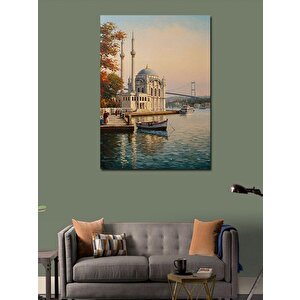 Kanvas Tablo İstanbul'da Boğaz Ve Camii 100x140 cm