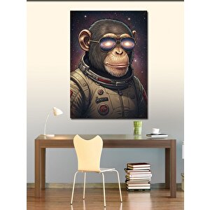 Kanvas Tablo Astronot Maymun Çizimi 100x140 cm
