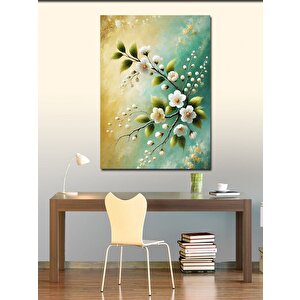 Kanvas Tablo Beyaz Çiçekler Ve Doğanın Zerafeti 70x100 cm