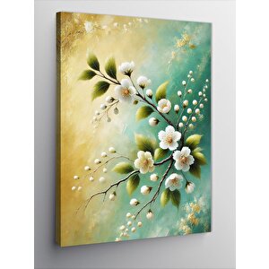 Kanvas Tablo Beyaz Çiçekler Ve Doğanın Zerafeti 50x70 cm