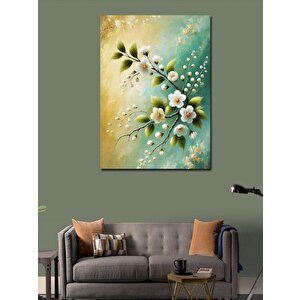 Kanvas Tablo Beyaz Çiçekler Ve Doğanın Zerafeti 50x70 cm