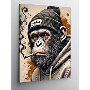 Kanvas Tablo Sigara İçen Maymun Portresi 70x100 cm