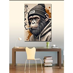 Kanvas Tablo Sigara İçen Maymun Portresi 70x100 cm
