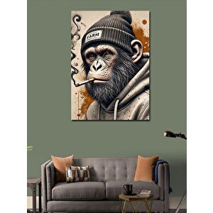 Kanvas Tablo Sigara İçen Maymun Portresi 70x100 cm