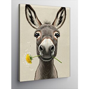Kanvas Tablo Sevimli Eşek Ve Sarı Çiçek 70x100 cm