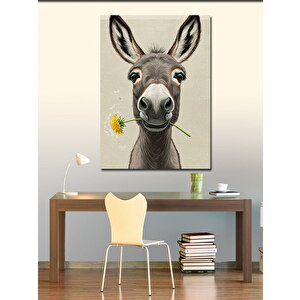 Kanvas Tablo Sevimli Eşek Ve Sarı Çiçek 70x100 cm