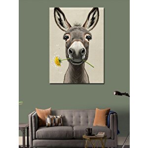 Kanvas Tablo Sevimli Eşek Ve Sarı Çiçek 70x100 cm