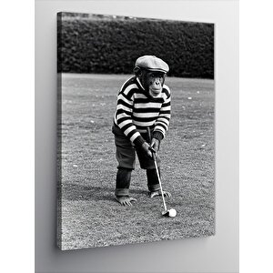 Kanvas Tablo Golf Oynayan Maymun 70x100 cm