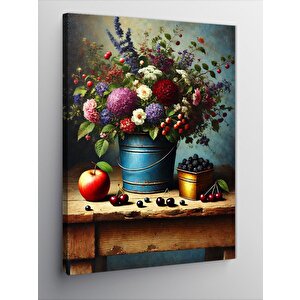 Kanvas Tablo Çiçeklerle Dolu Masa 100x140 cm