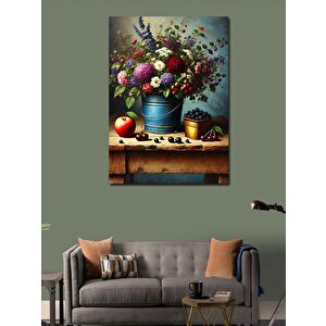 Kanvas Tablo Çiçeklerle Dolu Masa 100x140 cm