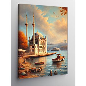 Kanvas Tablo Camii Ve Deniz Kıyısı 70x100 cm