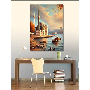 Kanvas Tablo Camii Ve Deniz Kıyısı 100x140 cm