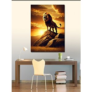 Kanvas Tablo Aslanın Güneş Batımındaki Silüeti 100x140 cm