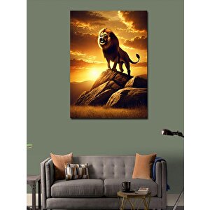 Kanvas Tablo Aslanın Güneş Batımındaki Silüeti 100x140 cm
