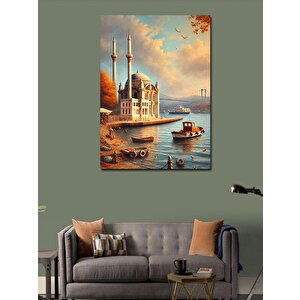 Kanvas Tablo Camii Ve Deniz Kıyısı 50x70 cm
