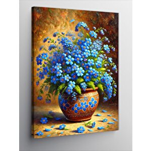 Kanvas Tablo Mavi Vazoda Çiçekler 100x140 cm