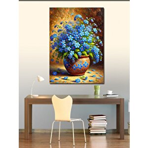 Kanvas Tablo Mavi Vazoda Çiçekler 100x140 cm