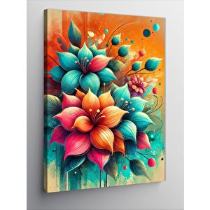 Kanvas Tablo Parlak Çiçek Ve Yaprak Deseni 50x70 cm