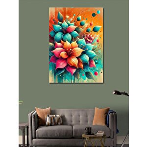 Kanvas Tablo Parlak Çiçek Ve Yaprak Deseni 50x70 cm