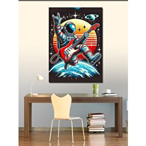 Kanvas Tablo Uzayda Gitar Çalan Astronot 50x70 cm