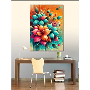 Kanvas Tablo Parlak Çiçek Ve Yaprak Deseni 70x100 cm