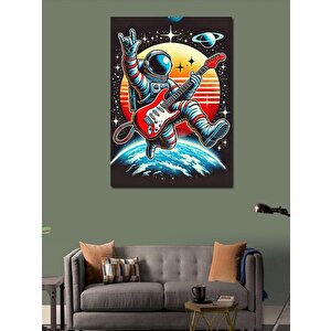 Kanvas Tablo Uzayda Gitar Çalan Astronot 100x140 cm