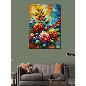 Kanvas Tablo Soyut Çiçek Çizimleri 100x140 cm