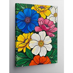 Kanvas Tablo Renkli Çiçekler Ve Bahar Hissi 50x70 cm