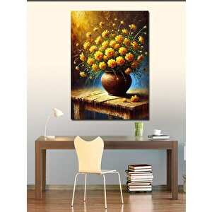 Kanvas Tablo Sarı Çiçekler Ve Vazo 50x70 cm