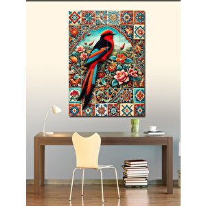 Kanvas Tablo Renkli Kuş Ve Çiçek Deseni 100x140 cm
