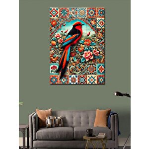 Kanvas Tablo Renkli Kuş Ve Çiçek Deseni 100x140 cm