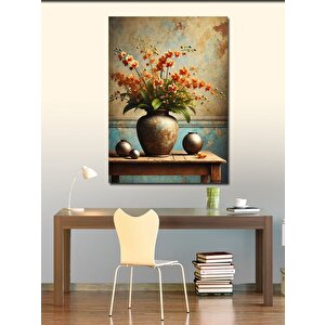 Kanvas Tablo Vazodaki Çiçekler Ve Pastoral Huzur 50x70 cm