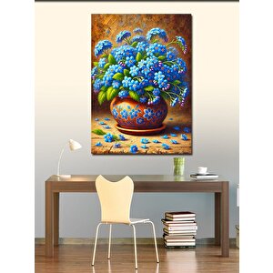 Kanvas Tablo Mavi Çiçekler Ve Renk 50x70 cm