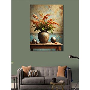 Kanvas Tablo Vazodaki Çiçekler Ve Pastoral Huzur 100x140 cm