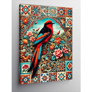 Kanvas Tablo Renkli Kuş Ve Çiçek Deseni 70x100 cm