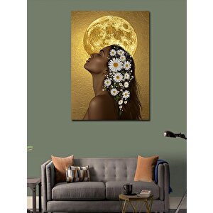 Kanvas Tablo Ayışığı Ve Çiçekli Kadın 50x70 cm