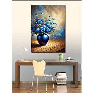 Kanvas Tablo Mavi Çiçekler Vazoda 70x100 cm